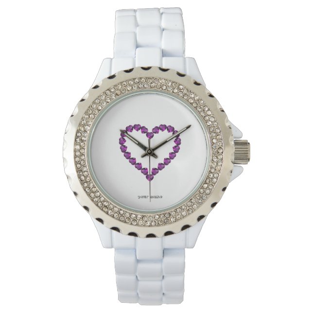 Amethyst Gemstone Herz Lila Armbanduhr (Vorderseite)