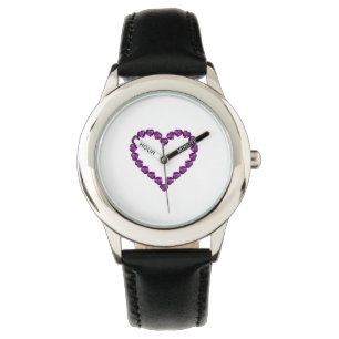 Amethyst Gemstone Herz Lila Armbanduhr