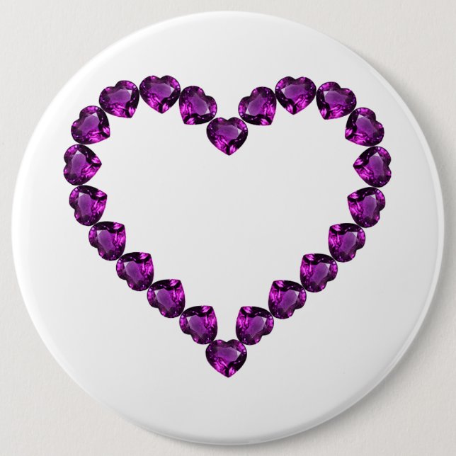 Amethyst Gemstone Herz Lila Button (Vorderseite)