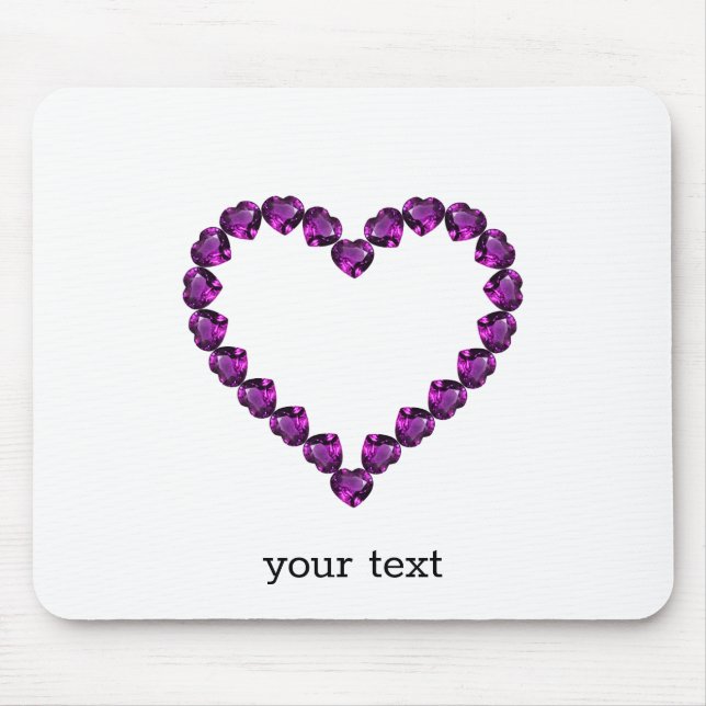 Amethyst Gemstone Herz Lila Mousepad (Vorne)