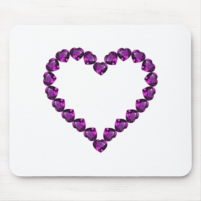 Amethyst Gemstone Herz Lila Mousepad (Vorne)