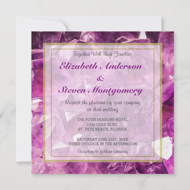 Amethyst Gemstone Image Shiny und Funkelnd Einladung (Vorderseite)