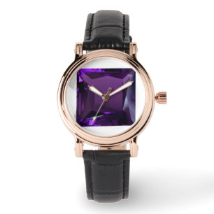 Amethyst Gemstone Lila Armbanduhr