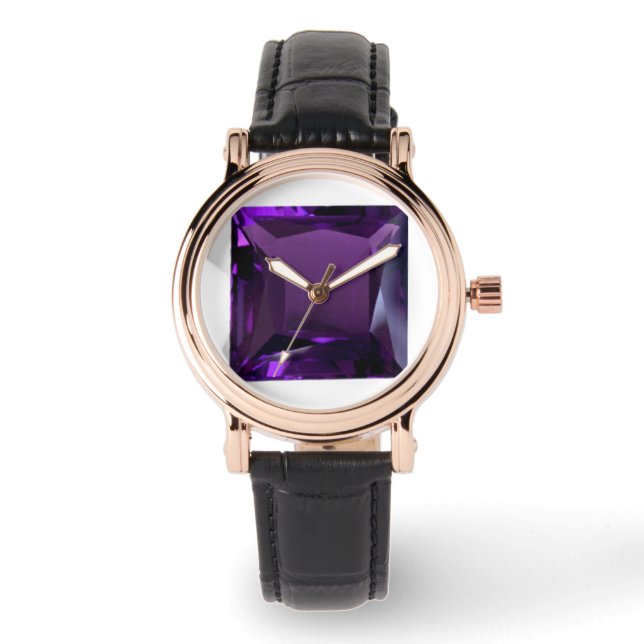 Amethyst Gemstone Lila Armbanduhr (Vorderseite)