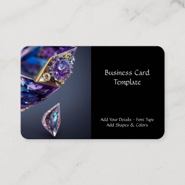 Amethyst & Gemstone Schmuck Business Card Visitenkarte (Vorderseite)