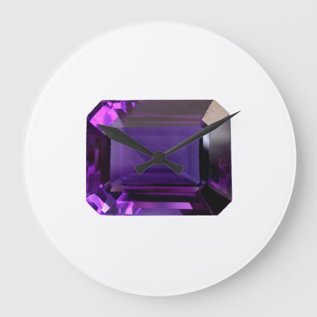 Amethyst Gemstone vom Lila Februar Große Wanduhr (Vorderseite)