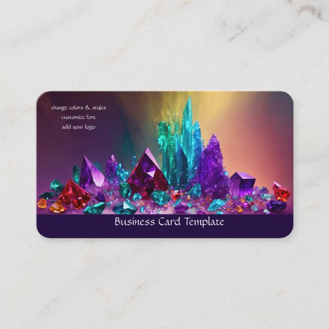 Amethyst Gemstones Farbige Heilkristalle Visitenkarte (Vorderseite)