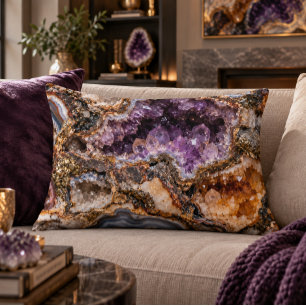Amethyst-Geode-16x12-Akzentkissen Dekokissen