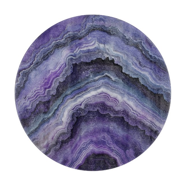Amethyst Geode Fluid Pour Schneidebrett (Vorderseite)