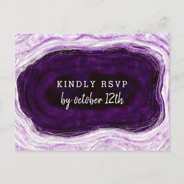 Amethyst Geode Slice Wedding Meal Choice UAWG Postkarte (Vorderseite)