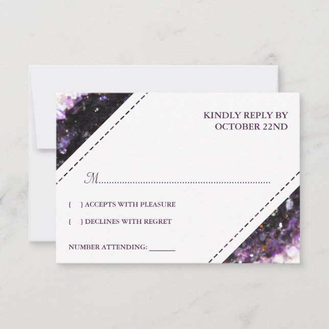 Amethyst Geode | Violet Wedding RSVP Karte (Vorderseite)
