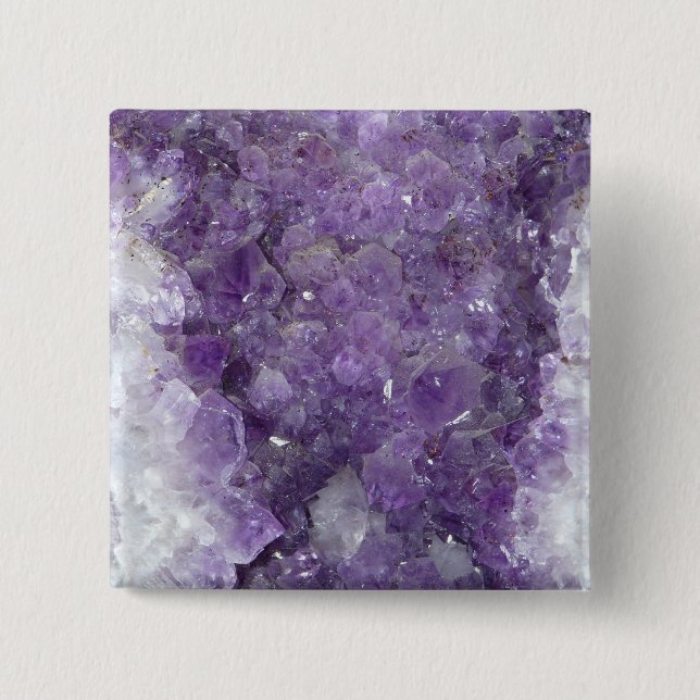 Amethyst Geode - violetter Kristalledelstein Button (Vorderseite)