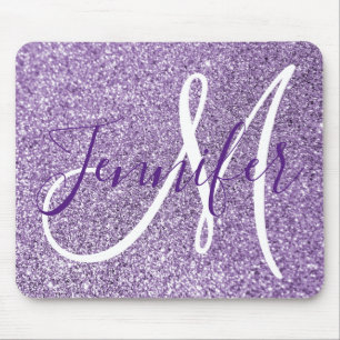 Amethyst Glitzer Foto Personalisiert Monogram Mousepad