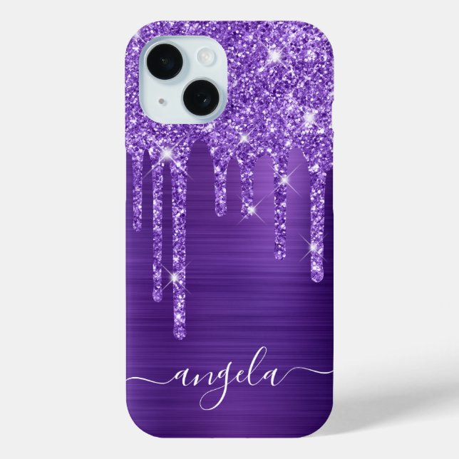 Amethyst Glitzer Tropfens Glam Girly Signature Case-Mate iPhone Hülle (Rückseite)