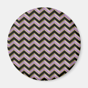 Amethyst Gold Black Zigzag Muster Magnet