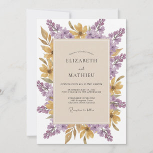 Amethyst-Gold-Wildflower-Hochzeit Einladung