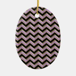 Amethyst Goldschwarz-Zickzack-Muster Keramikornament