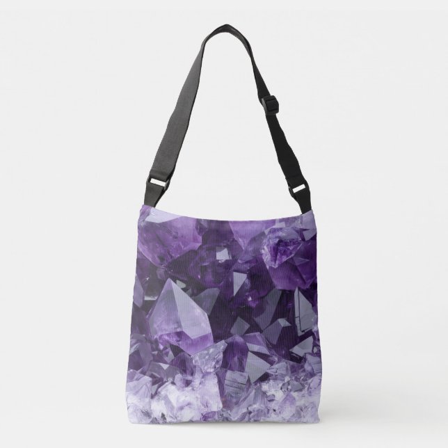 Amethyst Healing Crystal Cluster Tragetaschen Mit Langen Trägern (Vorderseite)