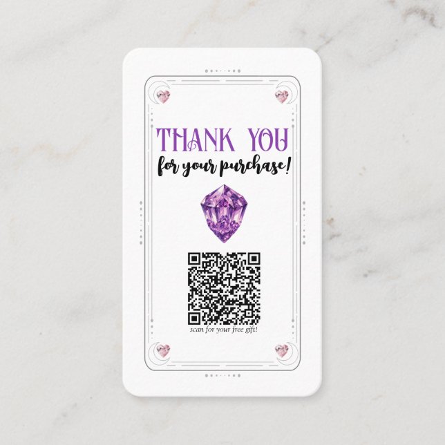 Amethyst Heart Rosen Quartz Crystal Social Media Q Visitenkarte (Vorderseite)