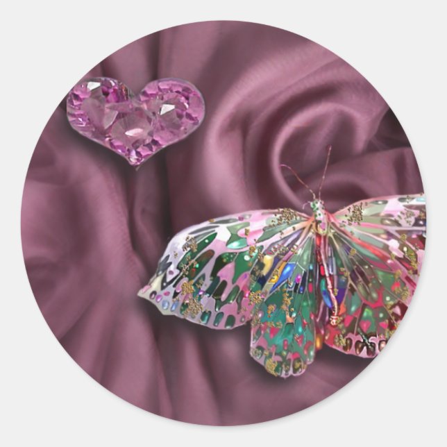 Amethyst Herz! Runder Aufkleber (Vorderseite)