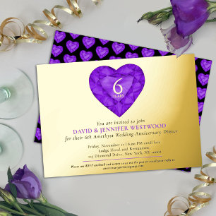 Amethyst Hochzeit Wasserfarbenherz zum 6. Jubiläum Folieneinladung