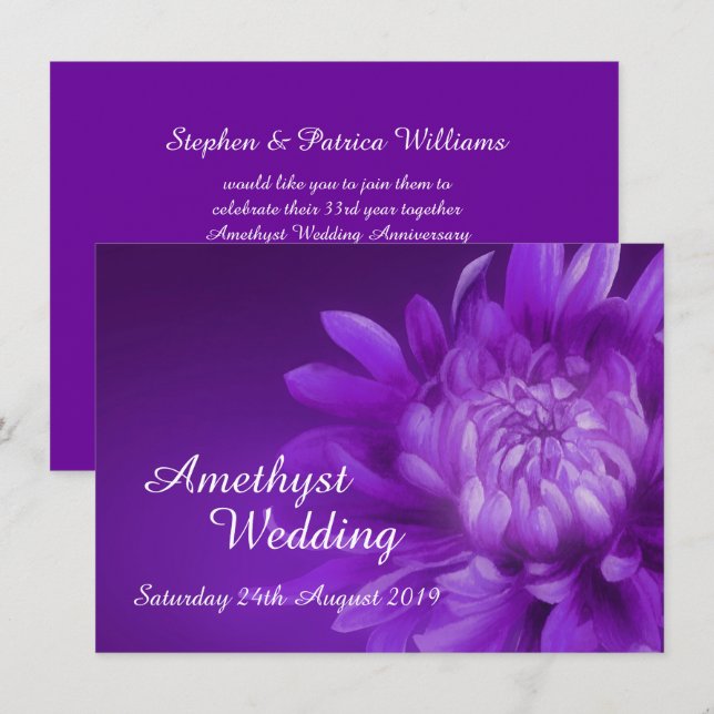 Amethyst Hochzeitsfeier laden 33. Einladung (Vorne/Hinten)