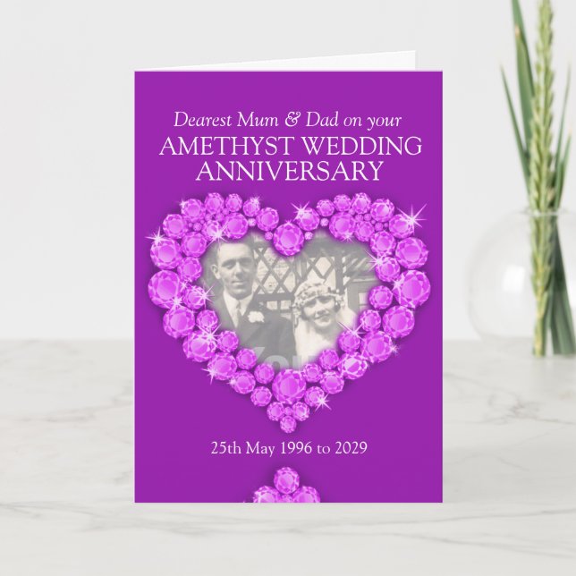 Amethyst Hochzeitstag Eltern Fotokarte Karte (Vorderseite)