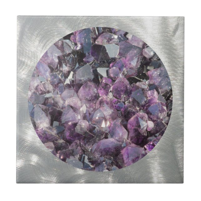 Amethyst in gebürsteten Metallrahmen Fliese (Vorderseite)