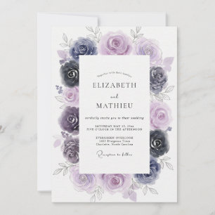Amethyst Indigo Gemalte Hochzeit Einladung