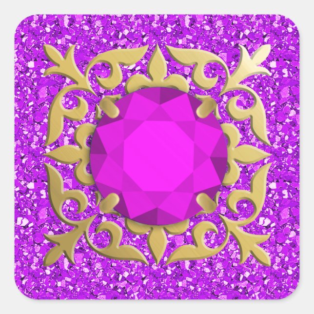 Amethyst-Juwel mit trockenem Hintergrund Quadratischer Aufkleber (Vorderseite)