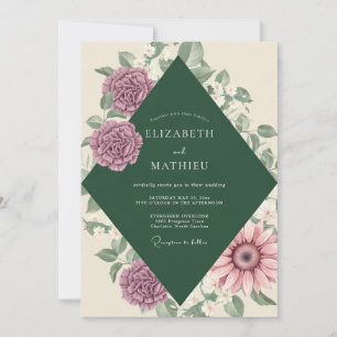 Amethyst-Kiefer-Laub-Eukalyptus-Hochzeit Einladung