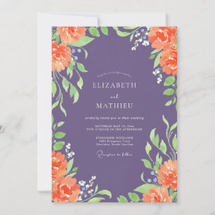 Amethyst-Korallen-Hochzeit Einladung