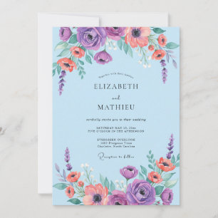 Amethyst-Korallen-Ranunculus-Graue-Eukalyptus-Hoch Einladung