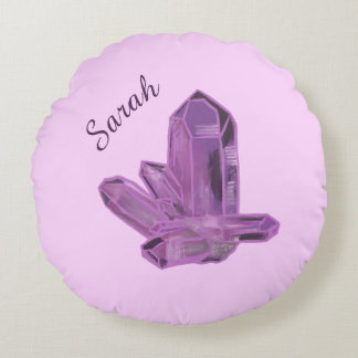 Amethyst-Kristall-Ornament – Schutz & Ruhe Rundes Kissen