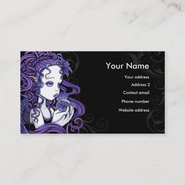 "Amethyst" Kristallball-Engels-Kunst-Visitenkarten Visitenkarte (Vorderseite)