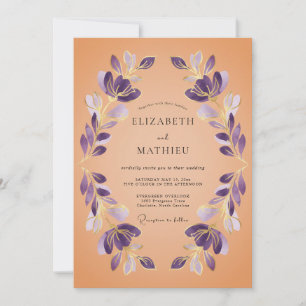 Amethyst Künstlerische Botanische Hochzeit Einladung
