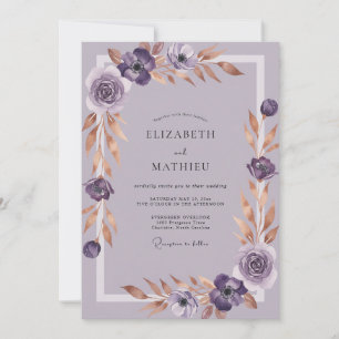 Amethyst-Kupfer-Blüten-Hochzeit Einladung