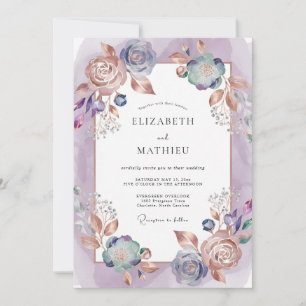 Amethyst Kupfer Ranunculus Eucalyptus Hochzeit Einladung