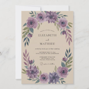 Amethyst-Laub-Eukalyptus-Hochzeit Einladung