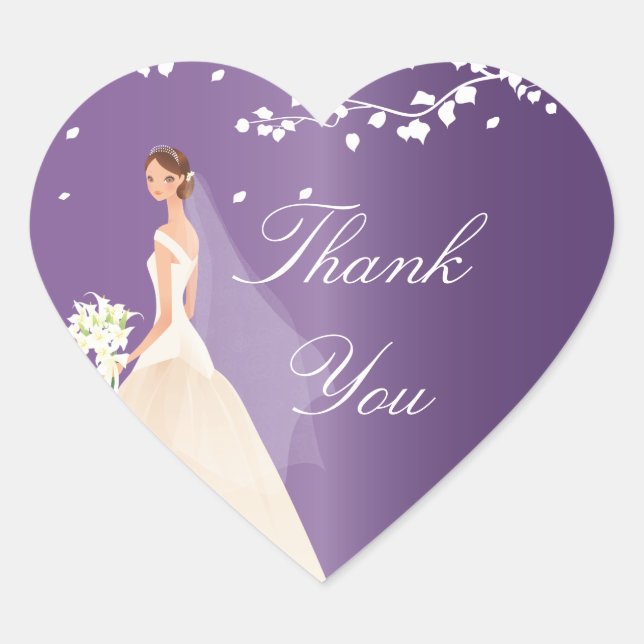 Amethyst Lila Bridge Brautparty Heart Sticker (Vorderseite)