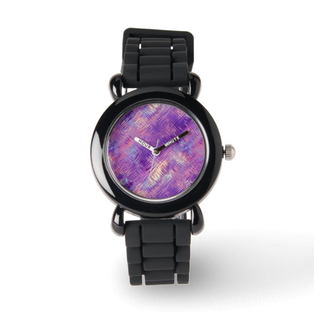 Amethyst Lila Crystal Gel Textur Armbanduhr (Vorderseite)