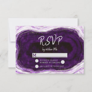 Amethyst Lila Geode Wedding RSVP Response