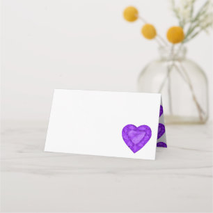 Amethyst lila Herz Aquarellkunst Zeltkarten Platzkarte