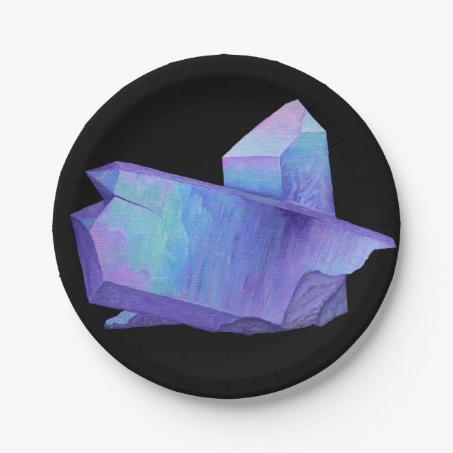 Amethyst lila Kristallengelsaura-Quarz geode Pappteller (Vorderseite)