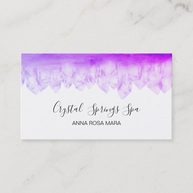 *~* Amethyst lila Lavendelwatercolor-Kristalle Visitenkarte (Vorderseite)