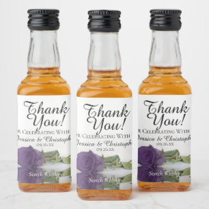 Amethyst Lila Rose Classy Wedding Danke Mini Alkoholflaschenetikett
