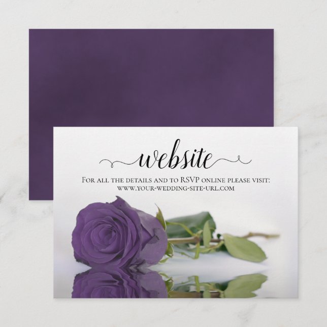 Amethyst Lila Rose Elegant Wedding Website Begleitkarte (Vorne/Hinten)