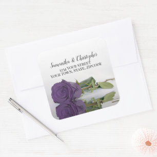 Amethyst Lila Rose Große Hochzeitadresse Quadratischer Aufkleber