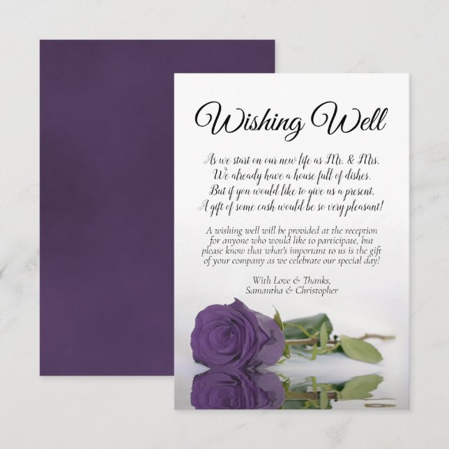 Amethyst Lila Rose Hochzeit wünscht gutes Gedicht Begleitkarte (Vorne/Hinten)
