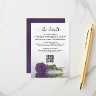 Amethyst Lila Rose Hochzeitdetails QR-Code Begleitkarte